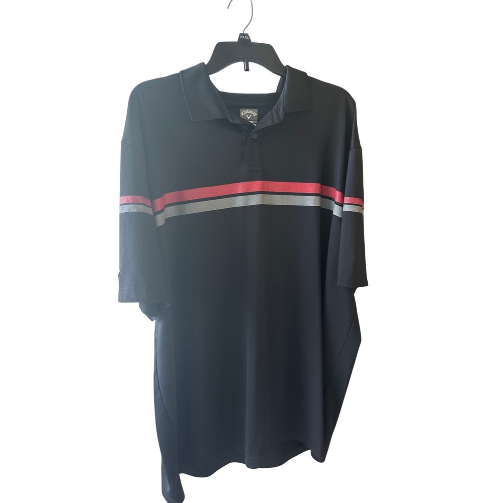 Callaway Opti Dri XXL Golf Polo Shirt‎ Black Striped Short Sleeve Menswear